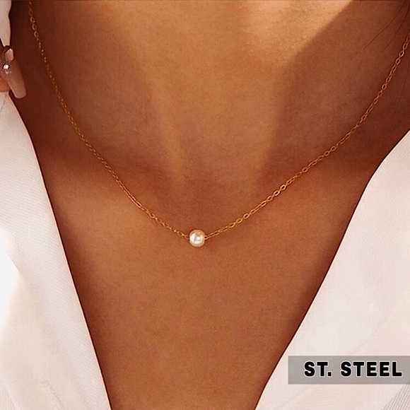 Jewelry - ⚜️[𝟯/$𝟭𝟴]⚜️NEW Tiny Pearl Stainless Steel Necklace